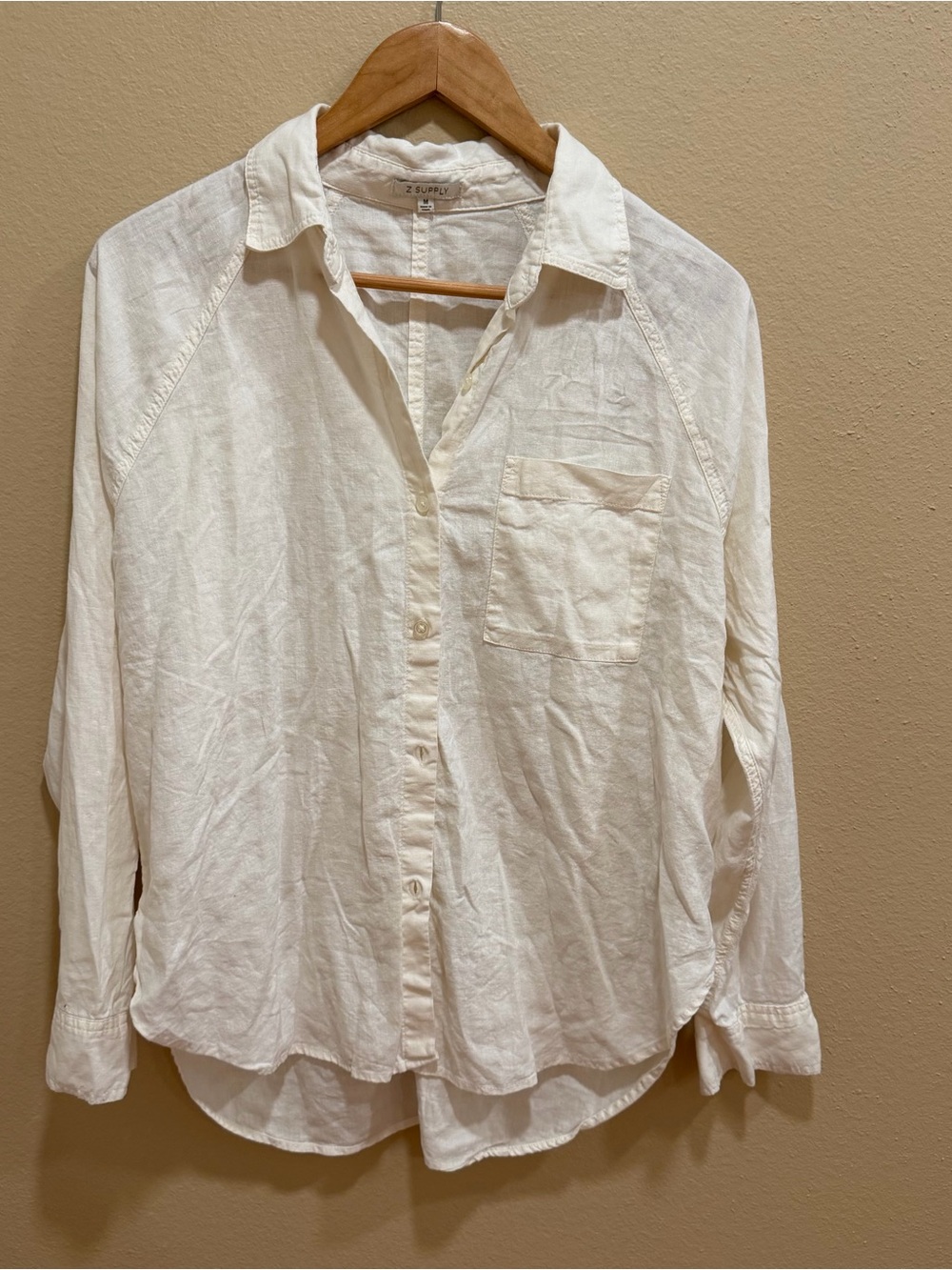 Z Supply Ivory Button-Down Shirt Linen Blend Medium - Picture 15 of 15